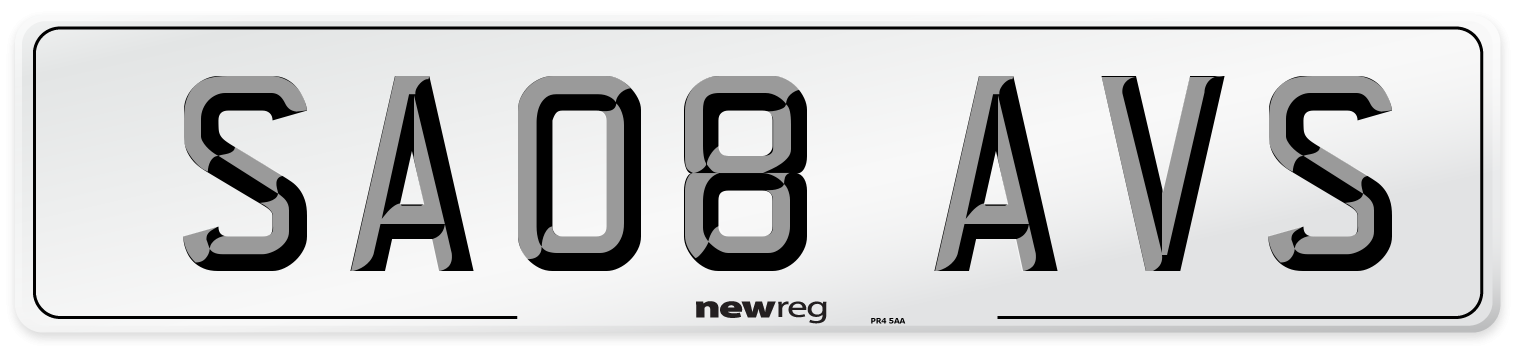 SA08 AVS Number Plate from New Reg